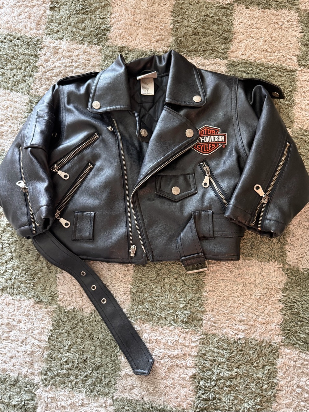 Harley-Davidson Kids Black Simulated Leather Moto Jacket with Patch